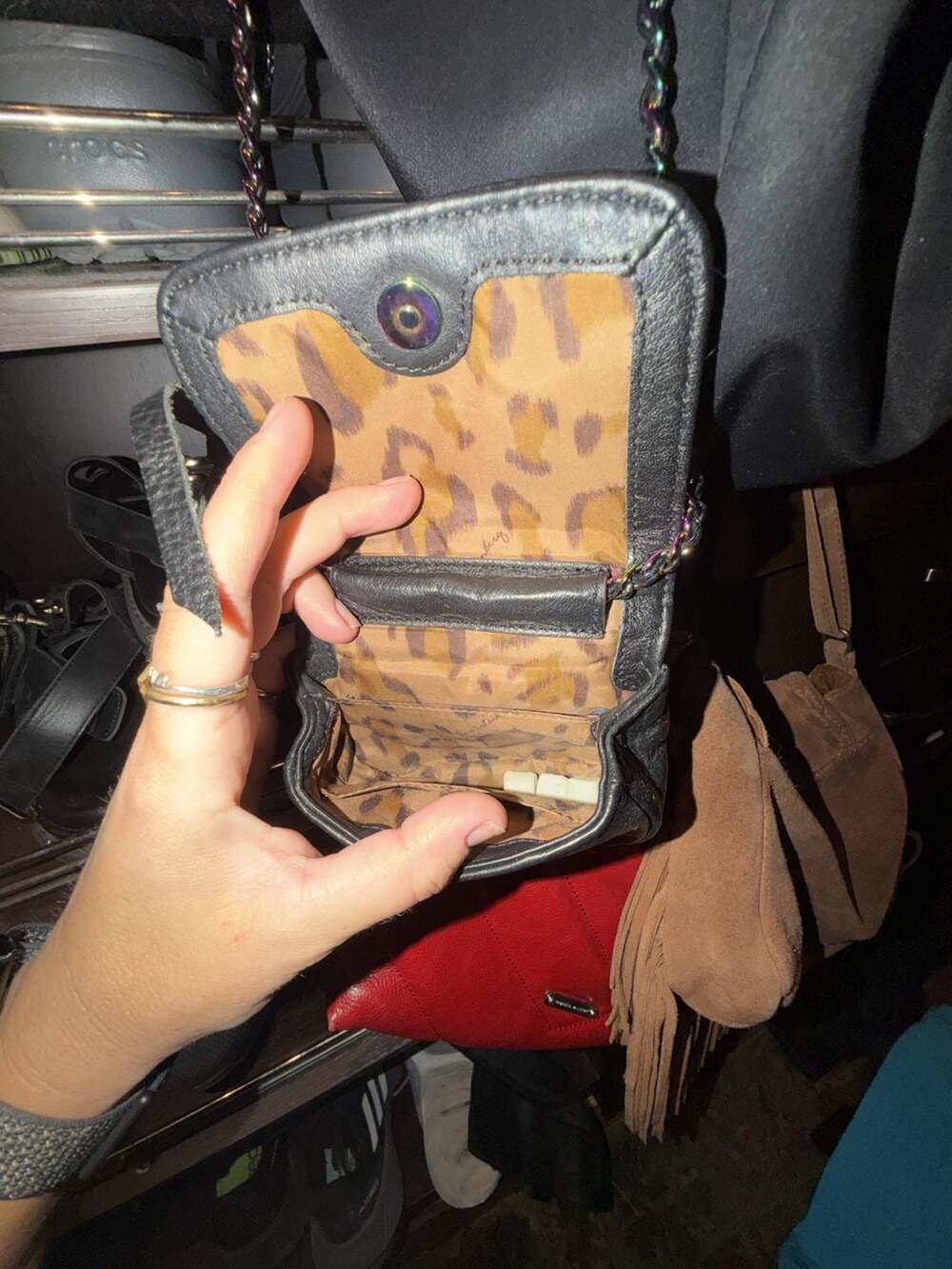 Aimee Kestenberg Black Leather Mini Crossbody Bag with Iridescent Hardware and C - Picture 3 of 6